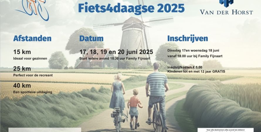 Vier avonden genieten tijdens de Fijnaartse Fietsvierdaagse